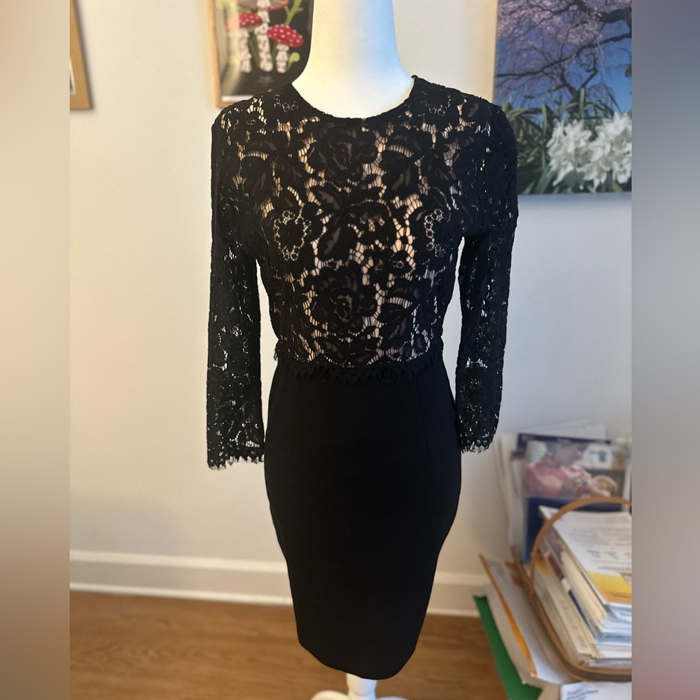 Lulu's Black Lace Long Sleeve Dress